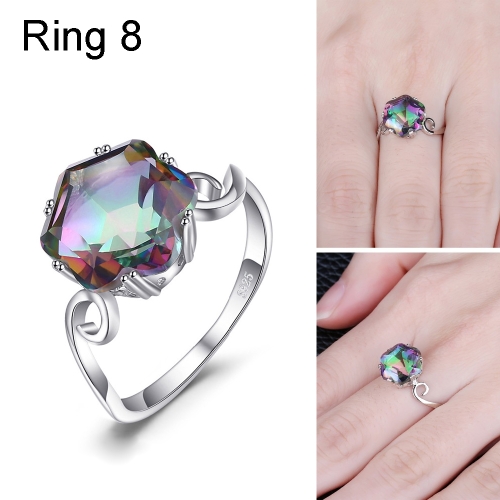 

Seven Colored Gemstone Zircon Ring Solid 925 Sterling Silver Jewelry Ring 8