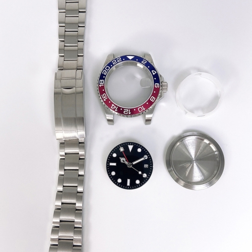 

For ETA2836/Pearl 3804 Movement 867 GMT Watch Accessories 40MM Stainless Steel Case(Blue Red)