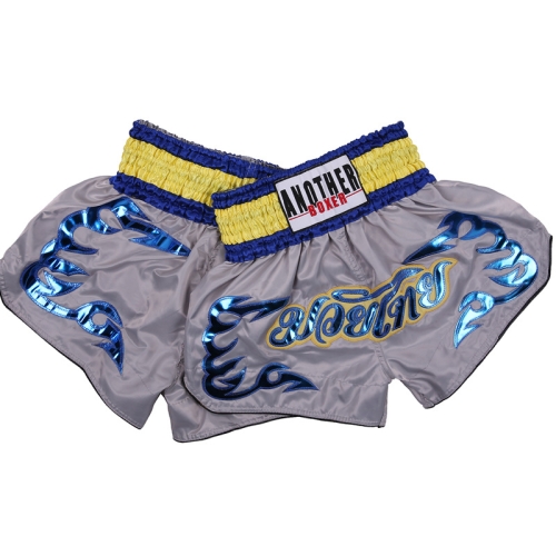 

ANOTHERBOXER MMA/Martial Arts/Sanshou/Thai Boxing Professional Training Shorts for Men and Women, Size: XXXL(No. 70 Gray/Yellow Waist)