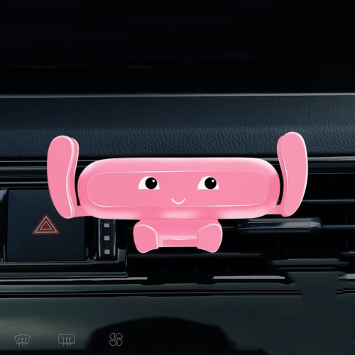 

2 PCS Cartoon Air Outlet Navigation Buckle Type Gravity Car Phone Holder, Colour: Pink Suction Cup Base Dual-use Model