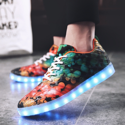 

LED Colorful Light Shoes USB Charging Mesh Luminous Shoes, Size: 38(Grass Green)