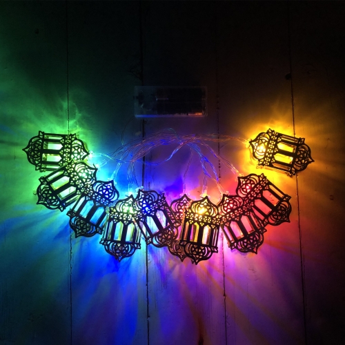 

1.65m 10 LEDs Eid Al-Fitr Festival Iron Art String Lights Ramadan LED Decoration Pendant(Colorful Light)