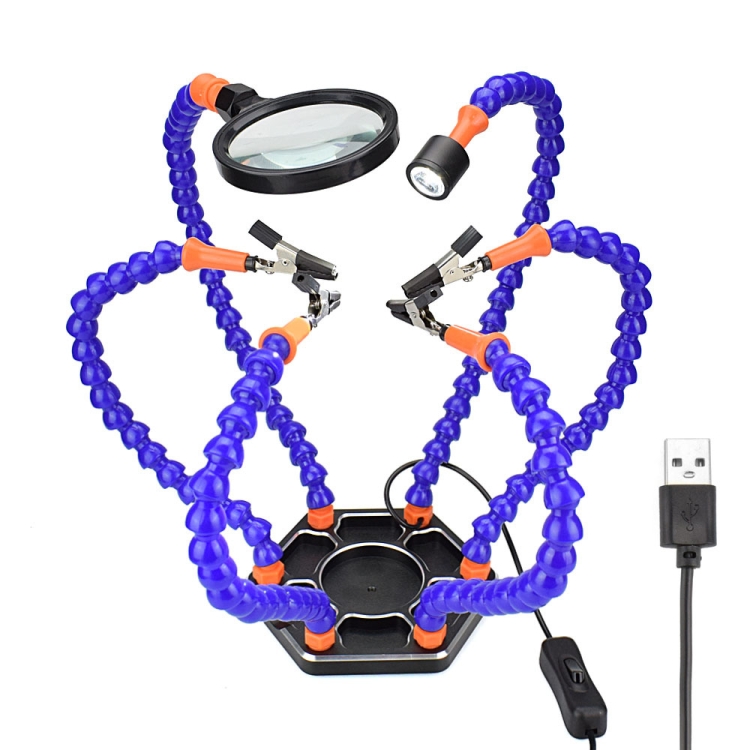 

Six-Jaw Aluminum Alloy Welding Station Electronic Product Welding & Maintenance Workbench, SS6LM-BE99 Plug-in (Blue)