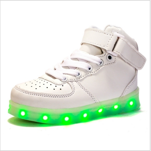 

Children LED Luminous Shoes Rechargeable Sports Shoes, Size: 25(White)