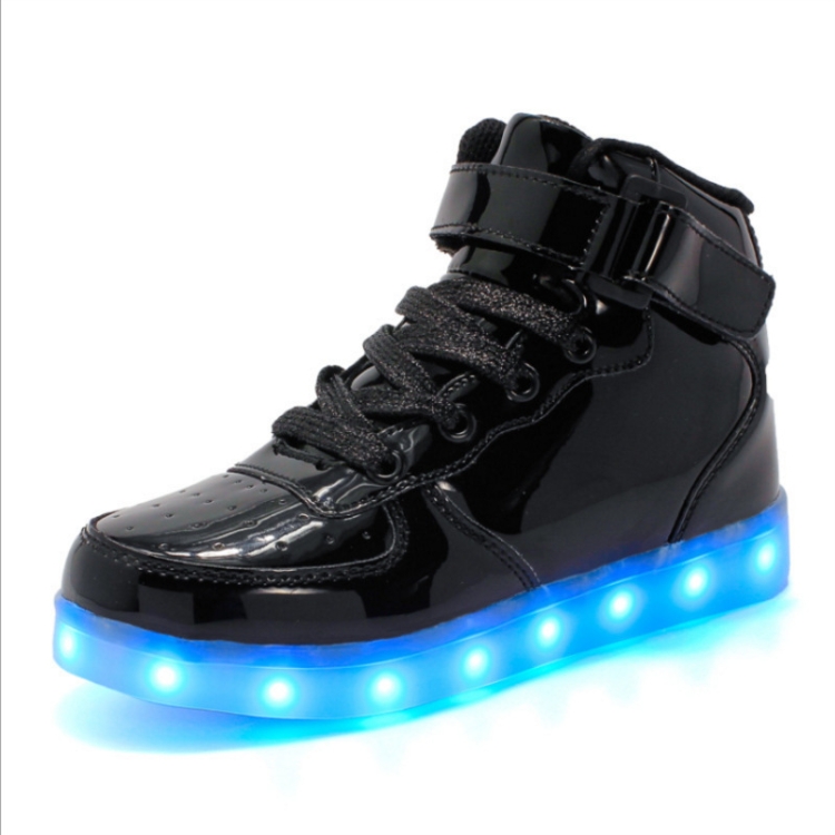 

Children LED Luminous Shoes Rechargeable Sports Shoes, Size: 26(Mirror Black)