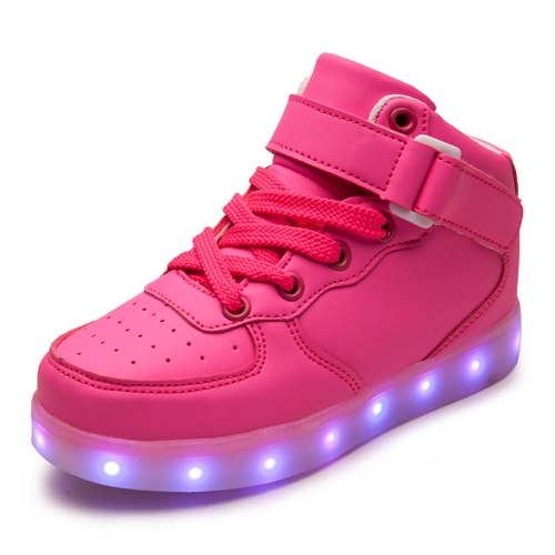 

Children LED Luminous Shoes Rechargeable Sports Shoes, Size: 30(Pink)