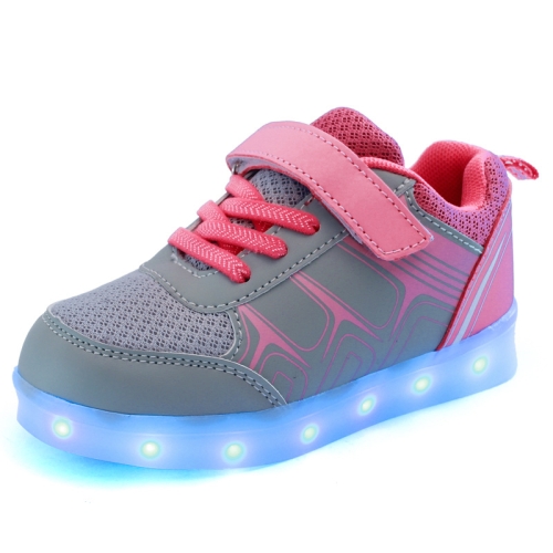 

Summer Children'S LED Luminous Shoes USB Rechargeable Lights Shoes, Size: 36(Gray Pink)