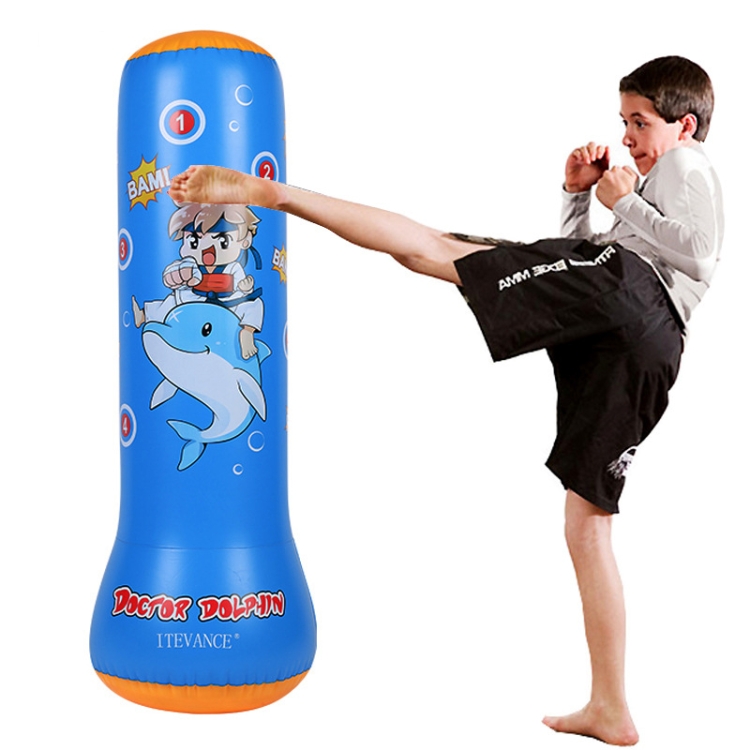 

Doctor Dolphin Children Cartoon Dolphin Pattern PVC Inflatable Vertical Boxing Column Tumbler Inflatable Punching Bag, Height: 1.25m