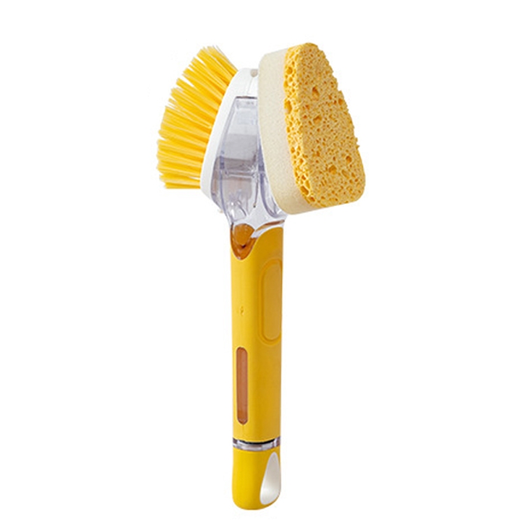 

Kitchen Multi-Function Press Long Handle Decontamination Cleaning Brush Dish Brushing(Yellow )