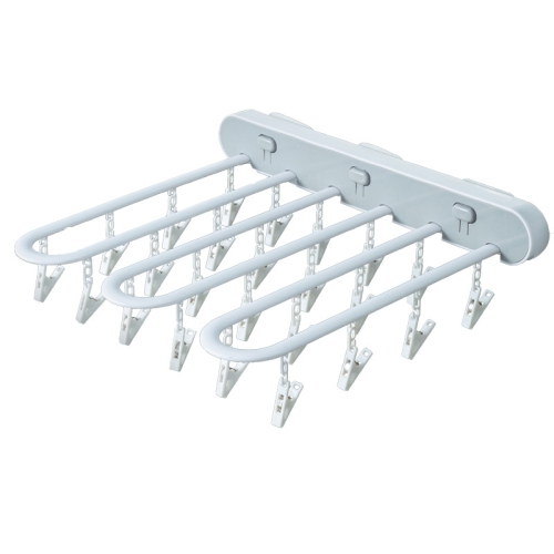

Press Folding Sock Drying Storage Rack Multifunctional Windproof 24 Clip Hanger(Gray)