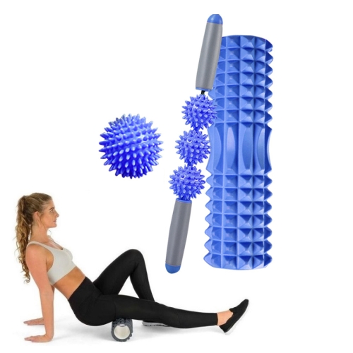 

3 in 1 Eva Foam Roller Hollow Muscle Relaxation Roller Yoga Column Set, Length: 33cm (Blue Crescent)
