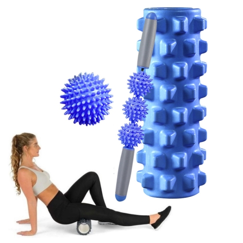 

3 in 1 Eva Foam Roller Hollow Muscle Relaxation Roller Yoga Column Set, Length: 45cm (Blue Wolf Tooth)