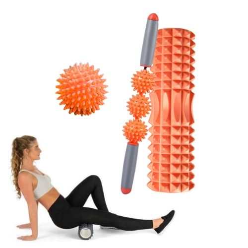 

3 in 1 Eva Foam Roller Hollow Muscle Relaxation Roller Yoga Column Set, Length: 33cm (Orange Crescent)