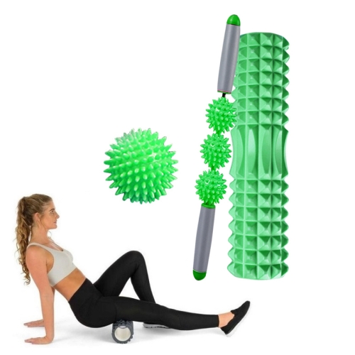 

3 in 1 Eva Foam Roller Hollow Muscle Relaxation Roller Yoga Column Set, Length: 33cm (Green Crescent)