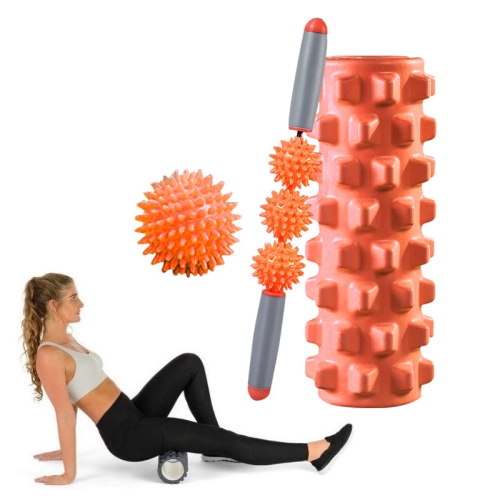 

3 in 1 Eva Foam Roller Hollow Muscle Relaxation Roller Yoga Column Set, Length: 33cm (Orange Wolf Tooth)