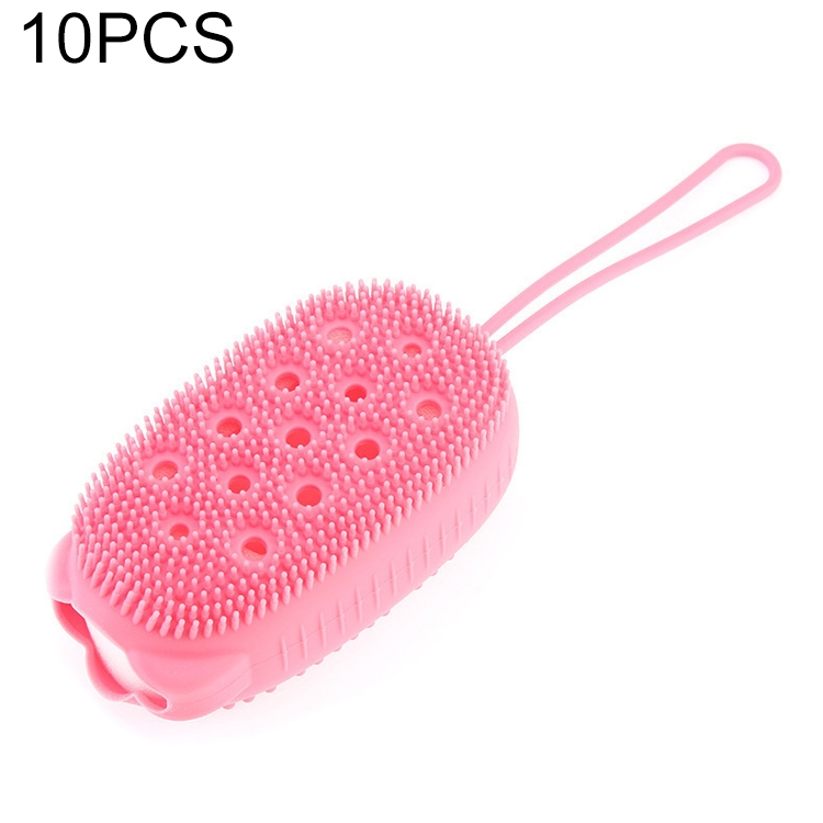 

10 PCS Elastic Plastic Sponge Bath Brush(Pink)