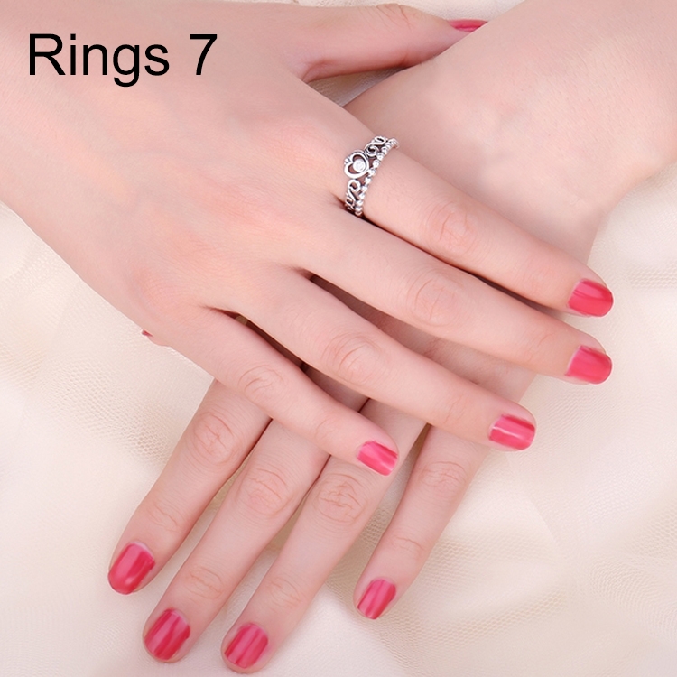 

925 Sterling Silver Women Princess Crown Cubic Zirconia Rings 7