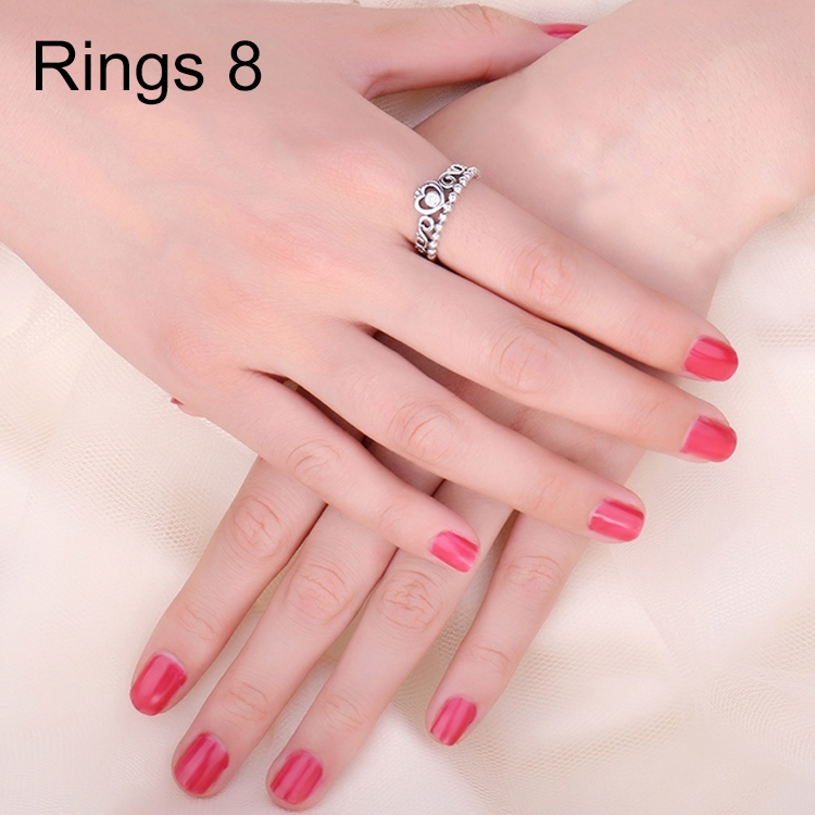 

925 Sterling Silver Women Princess Crown Cubic Zirconia Rings 8