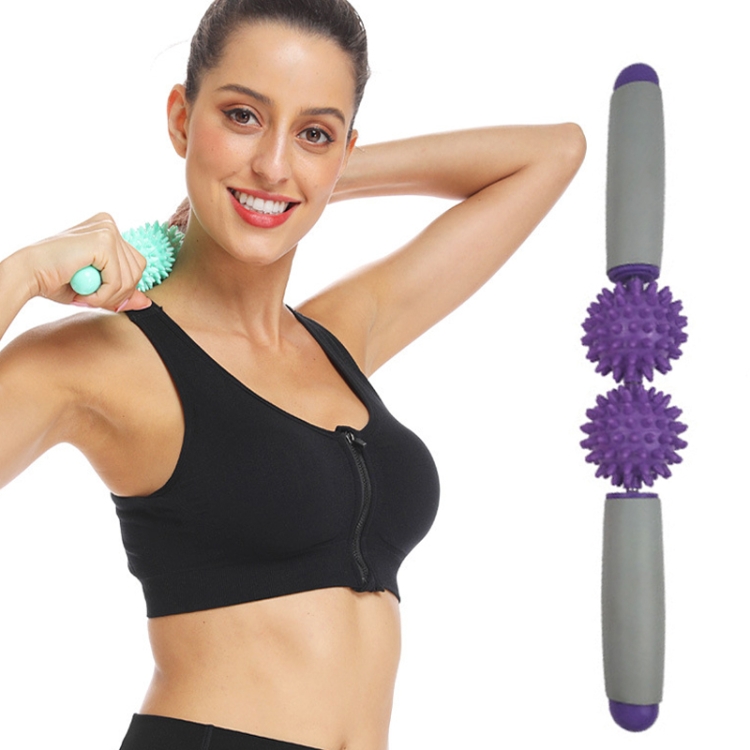 

2 PCS 2-Ball Muscle Massage Relaxation Hedgehog Ball Yoga Stick Roller Stick(Purple)