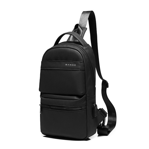 

BANGE BG-8597 Men Messenger Bag Fashion One-Shoulder Bag with External USB Charging Port(Black)