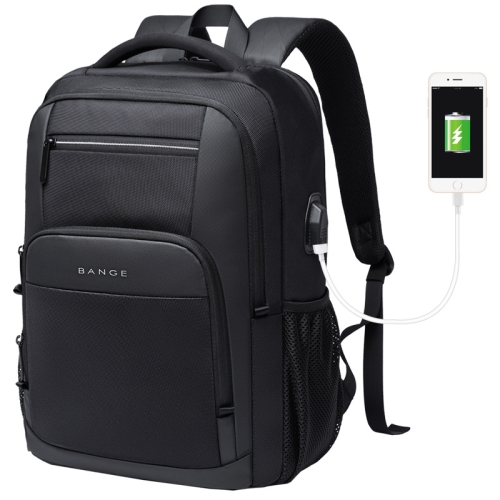 

BANGE BG-1921 College Student Schoolbag Waterproof Business Computer Backpack with External USB Charging Port(Black)