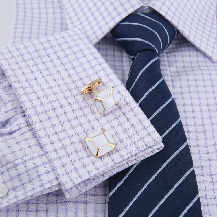 

A Pair Rose Gold Cufflinks Men Shirt Enamel Cufflinks