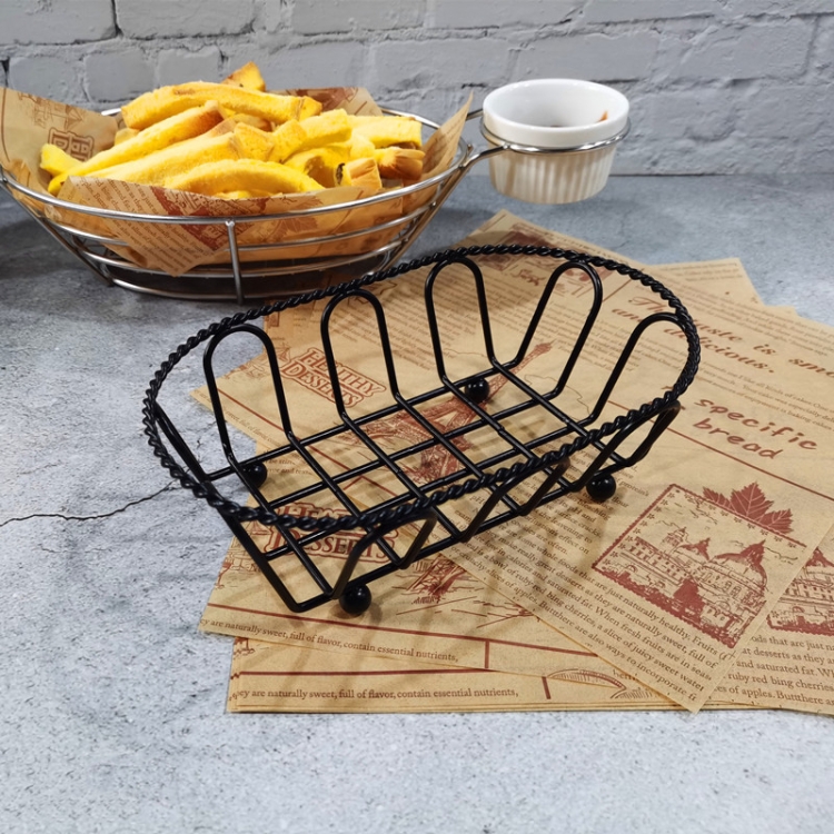 

Wrought Iron Fruit Portable Storage Basket Bread French Fries Fried Snacks Portable Basket Oval Hemp Basket