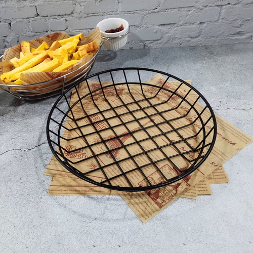

Wrought Iron Fruit Portable Storage Basket Bread French Fries Fried Snacks Portable Basket Large Round Wire