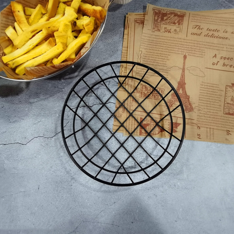 

Wrought Iron Fruit Portable Storage Basket Bread French Fries Fried Snacks Portable Basket Small Round Wire