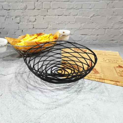 

Wrought Iron Fruit Portable Storage Basket Bread French Fries Fried Snacks Portable Basket Large Messy Wire