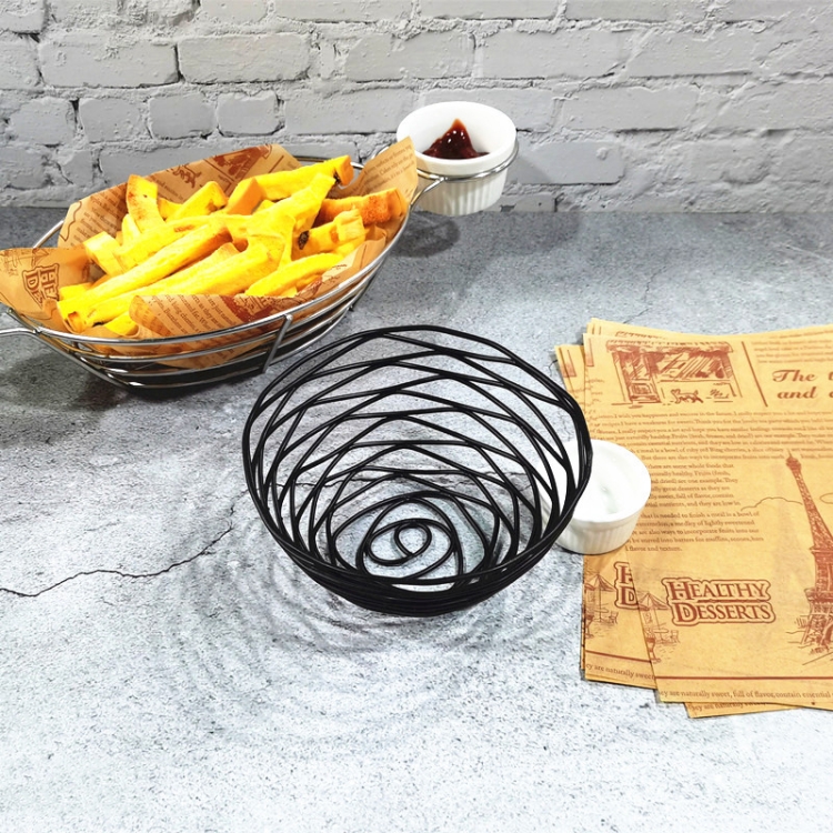 

Wrought Iron Fruit Portable Storage Basket Bread French Fries Fried Snacks Portable Basket Small Messy Wire