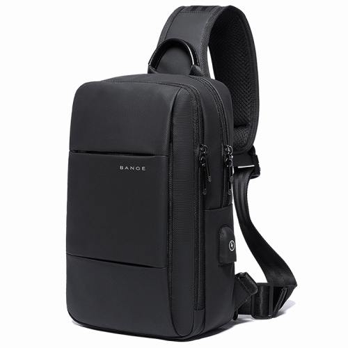 

BANGE BG-77107 Men One-Shoulder Bag Casual Simple Messenger Bag with External USB Charging Port(Black)