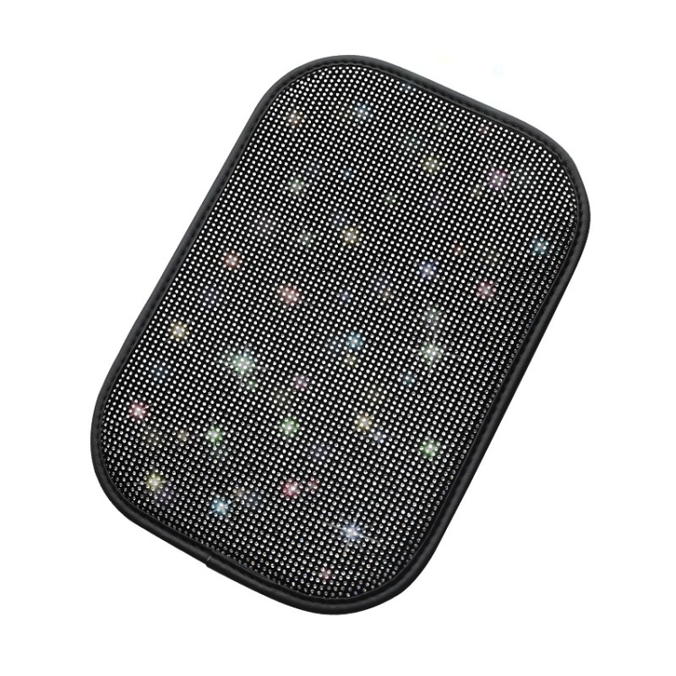 

Car Diamond Armrest Box Cushion Personalized Car Decorations Dirt And Non-Slip(Black White Diamond)