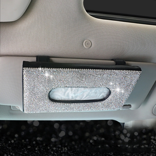 

Car Tissue Box Car Hanging Sun Visor Pumping Box(Black White Diamonds)