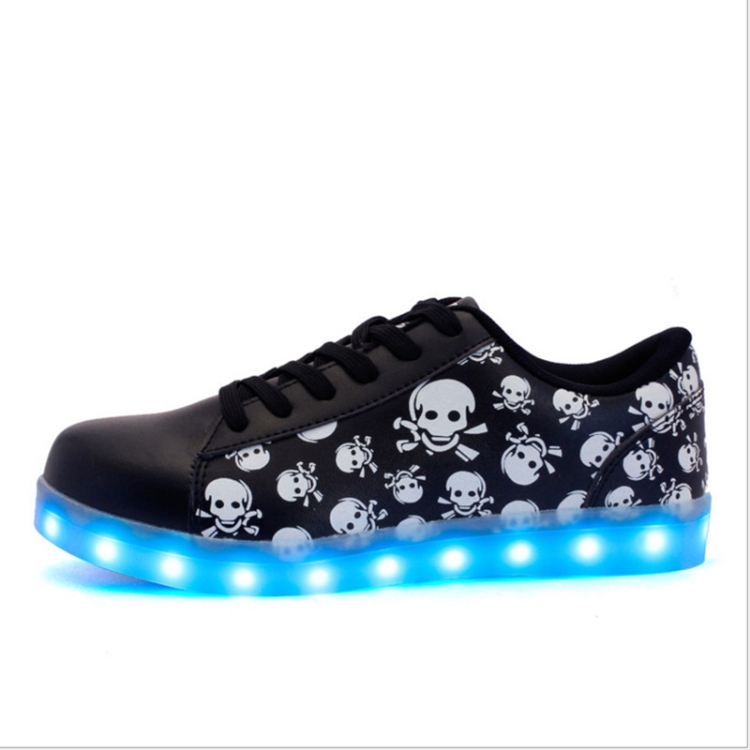 

Skull Pattern USB Charging LED Flashing Shoes, Size: 42