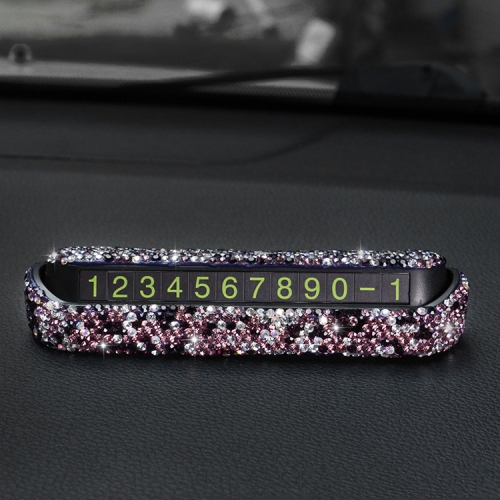 

Car Diamond Temporary Parking Card Personality Moving Car Parking Card Phone Number Card(Purple Diamond)