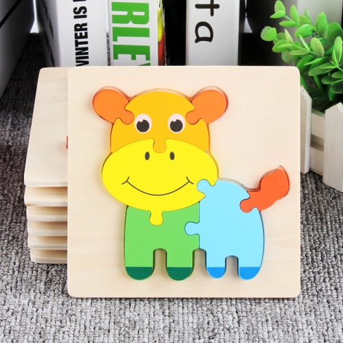 

5 PCS Wooden Cartoon Animal Puzzle Early Education Small Jigsaw Puzzle Building Block Toy For Children(Calf)