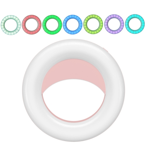 

2 PCS L-06 40 LEDs RGB Mobile Phone Fill Light Rechargeable Colorful Ring Light Mobile Phone Live Selfie Beauty Ligh(Pink)