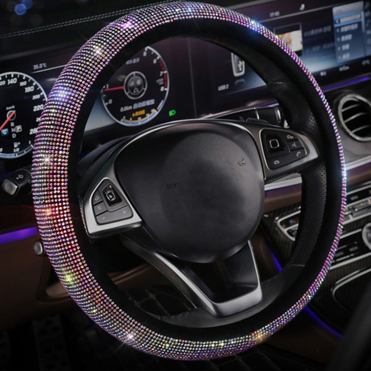 

Four Seasons Car Steering Wheel Cover Diamond Handle Cover (Black Colorful Diamond)