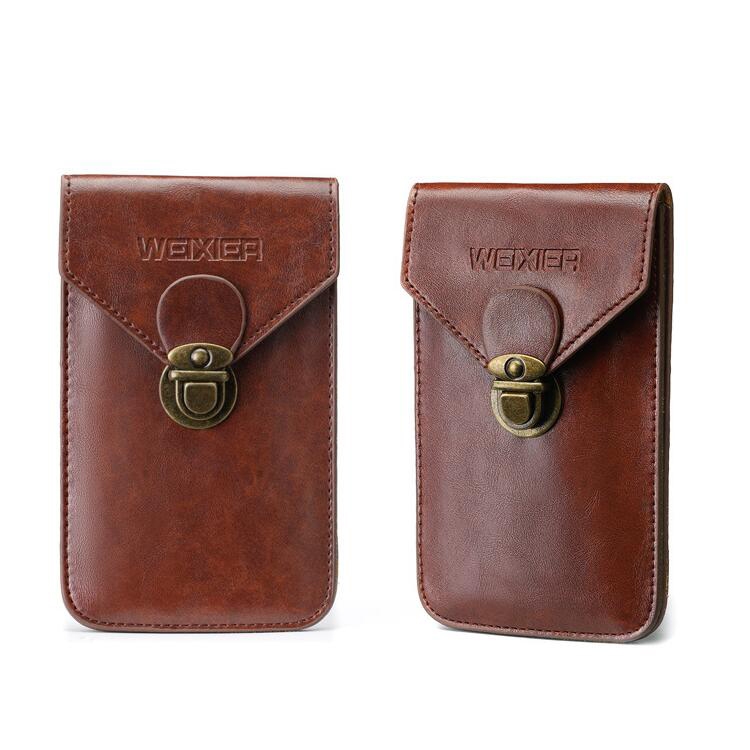 

2 PCS WEIXIER 8639 Outdoor Belt Phone Waist Bag Men Business Buckle Vertical Cover Purse Wallet(Brown)