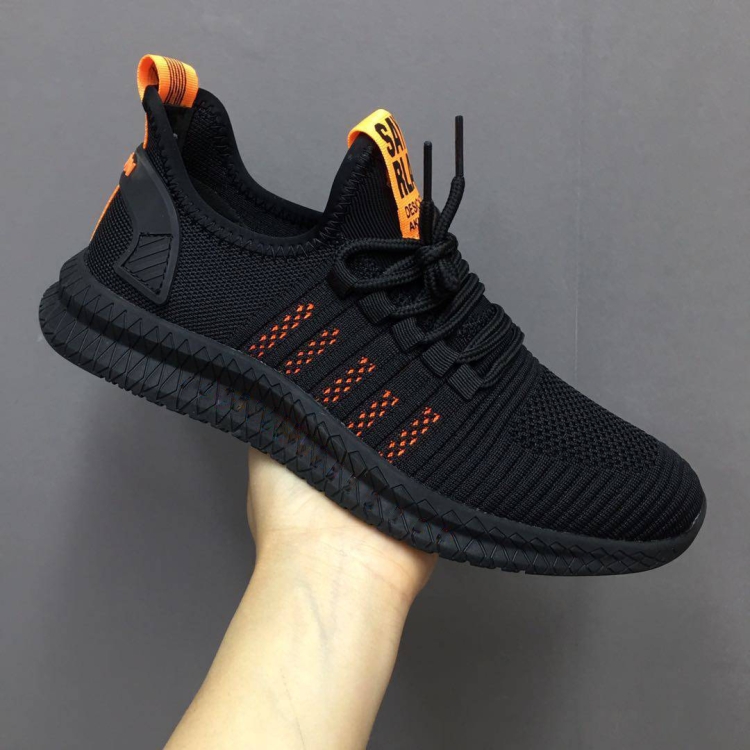 

Men Casual Sports Shoes Breathable Mesh Outdoor Running Shoes, Size: 40(Black+Orange)