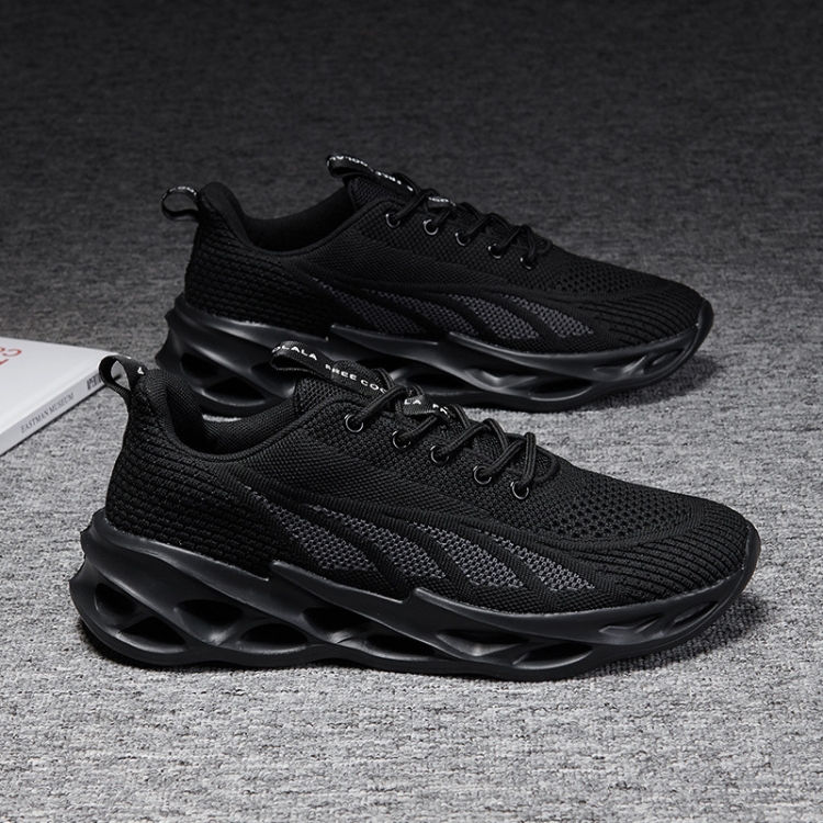 

Breathable Fly Woven Mesh Shoes Men Casual Sports Running Shoes, Size: 46(Black)
