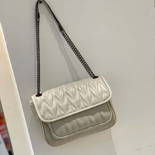 

20P9860 Lingge Chain Small Bag Shoulder Messenger Women Bag(Beige)