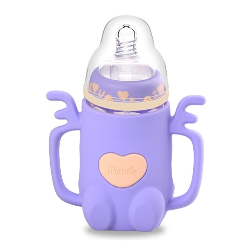 

Platube NP0226 Mother And Baby Supplies Imitation Breast Milk Silicone Feeding Bottle Baby With Handle Anti-Fall Wide-Neck Feeding Bottle(Purple)