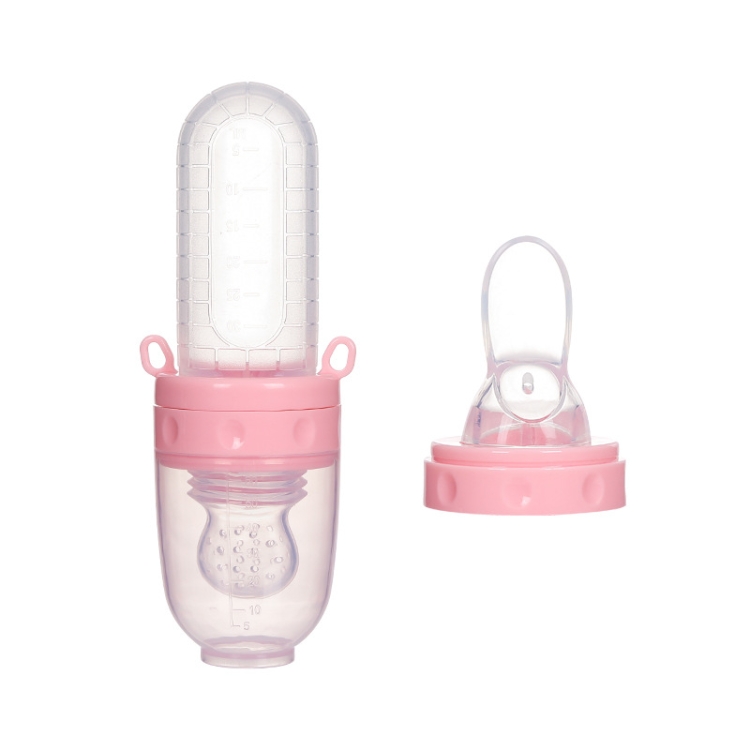 

3 PCS Multifunctional Baby Portable Rice Cereal Bottle Fruit and Vegetable Bite Bag Rice Cereal Spoon Food Supplement(Pink)