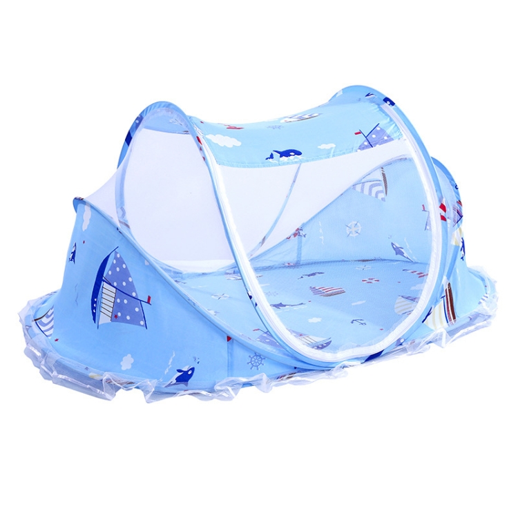 

Cartoon Installation-free Foldable Baby Newborn Bed Mosquito Net with Bracket(Blue Sailing Boat)