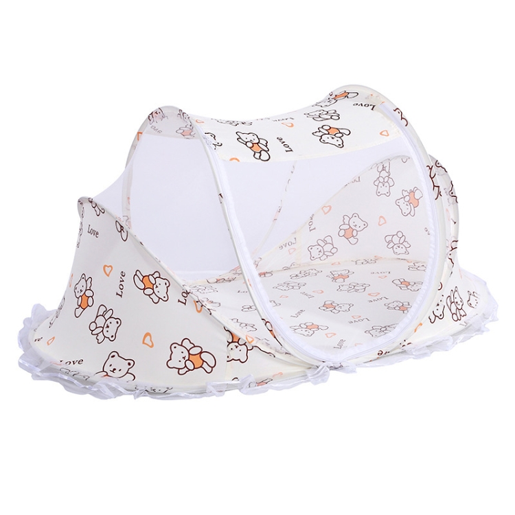 

Cartoon Installation-free Foldable Baby Newborn Bed Mosquito Net with Bracket(Beige Bear)