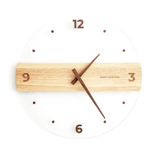 

16inch Simple Solid Wood Acrylic Glass Wall Clock Home Living Room Wall Clock Decorative Clock