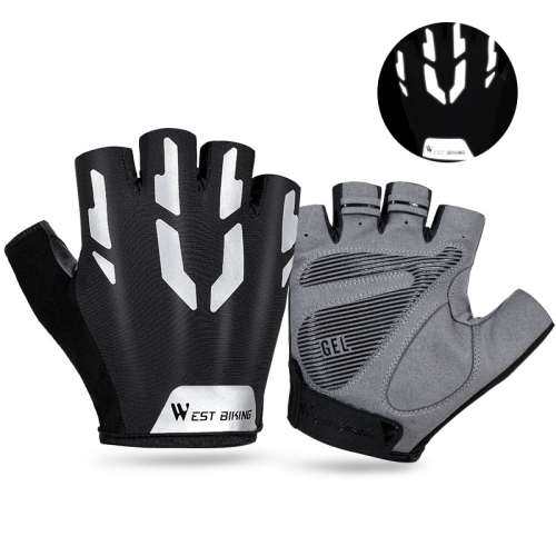 

WEST BIKING YP0211211 Cycling Gloves Reflective Riding Shock-Absorbing Half-Finger Gloves, Size: 2XL