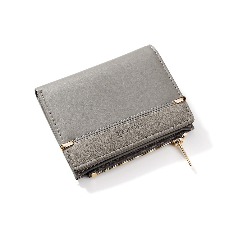 

928010 Frosted All-Match Coin Purse Multi-Card Buckle Short Zipper Women Wallet(Gray)